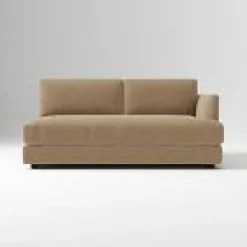 West Elm Open Box: Haven Right-Arm 2 Seater Sofa Bench - Performance Chenille Crossweave Tawny