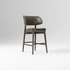 West Elm Open Box: Hyde Counter Stool (26") - Saddle Leather Slate, Smoked Oak