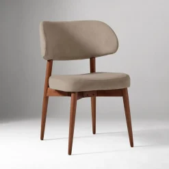 West Elm Open Box: Hyde Dining Chair - Deluxe Velvet Clay, Cool Walnut