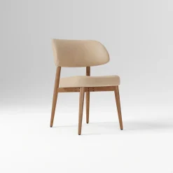 West Elm Open Box: Hyde Dining Chair - Ludlow Leather Sand, Cool Walnut