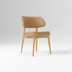 West Elm Open Box: Hyde Leather Dining Chair - Ludlow Leather Cumin, Blonde