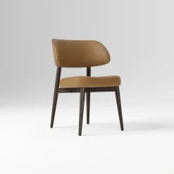 West Elm Open Box: Hyde Leather Dining Chair - Ludlow Leather Sesame, Smoked Oak