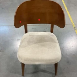 West Elm Open Box: Hyde Plywood Back Dining Chair - Performance Distressed Velvet Sand, Cool Walnut