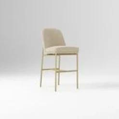 West Elm Open Box: Jack Metal Frame Counter Stool (26") - Performance Yarn Dyed Linen Weave Sand, Champagne Bronze