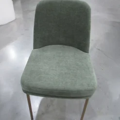 West Elm Open Box: Jack Metal Frame Dining Chair - Performance Distressed Velvet Green Spruce, Champagne Bronze