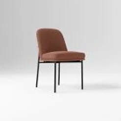 West Elm Open Box: Jack Metal Frame Dining Chair - Performance Velvet Burnt Umber, Dark Bronze