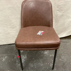 West Elm Open Box: Jack Metal Frame Leather Dining Chair - Vegan Leather Molasses, Dark Bronze