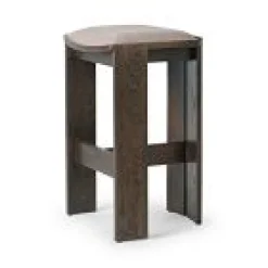 West Elm Open Box: Jalark Backless Bar Stool (30.5") - Alcala Fawn, Drifted Oak