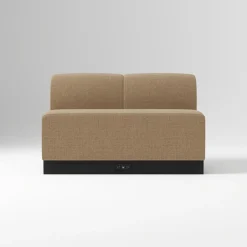 West Elm Open Box: Kirkwood Banquette, Double Seat, Power Outlet - Performance Chenille Crossweave, Ebony