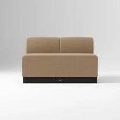 West Elm Open Box: Kirkwood Banquette, Double Seat, Power Outlet - Performance Chenille Crossweave, Ebony