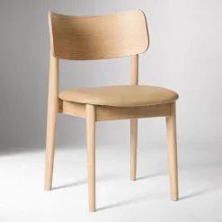 West Elm Open Box: Lalia Dining Chair - Ludlow Leather Sand, Blonde