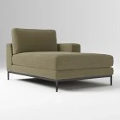 West Elm Open Box: Landon Right Arm Chaise (40") - Performance Chenille Crossweave Elm, Textured Antique Bronze