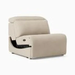 West Elm Open Box: Leo Motion Reclining Armless Single - Performance Washed Canvas Sand