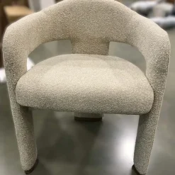 West Elm Open Box: McClaine Dining Chair - Performance Cozy Boucle Stone, Burnt Wax