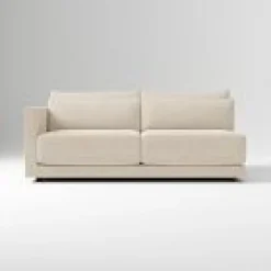 West Elm Open Box: Melbourne Extra Deep Left-Arm 2 Seater Sofa - Performance Distressed Velvet Sand