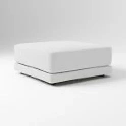 West Elm Open Box: Melbourne Ottoman (40") - Performance Velvet, Frost Gray