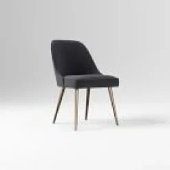 West Elm Open Box: Mid-Century Dining Chair - Performance Velvet Black, Oil Rubbed Bronze