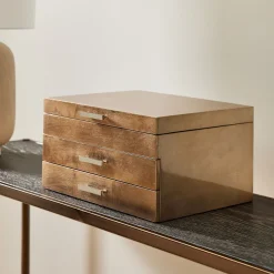 West Elm Open Box: Mid-Century Lacquer Jewelry Box, Grand (7.25"H) - Champagne
