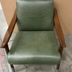 West Elm Open Box: Mid-Century Leather Show Wood Chair - Saddle Leather Banker, Espresso
