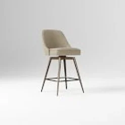 West Elm Open Box: Mid-Century Swivel Counter Stool (26") - Nubuck Leather Beige, Oil Rubbed Bronze