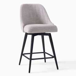 West Elm Open Box: Mid-Century Swivel Counter Stool - Deco Weave Midnight, Acorn