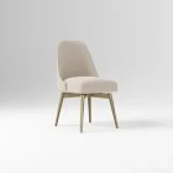 West Elm Open Box: Mid-Century Swivel Office Chair - Performance Velvet Sand, Blackened Brass