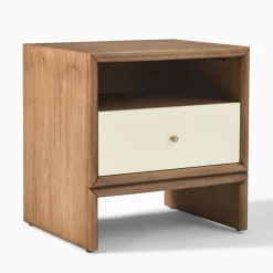 West Elm Open Box: Miles Nightstand (22") - Ivory Lacquer and Toasted Oak
