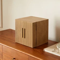 West Elm Open Box: Modern Fluted Jewelry Box, Cube (10"H) - Dune