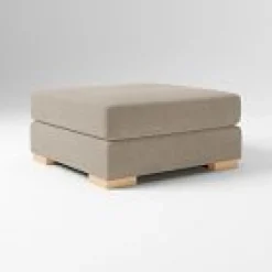 West Elm Open Box: Nassau Ottoman (38") - Performance Distressed Velvet Mocha, Blonde