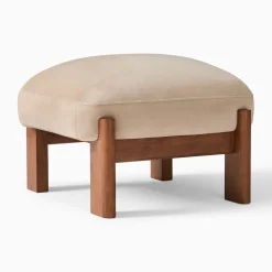 West Elm Open Box: Nils Chair Ottoman - Deluxe Velvet Clay, Cool Walnut