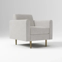 West Elm Open Box: Olive Chair, Standard Back, Mailbox Arm - Performance Coastal Linen Storm Gray