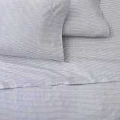 West Elm Open Box: Printed Pinstripe Sheet Set, Queen - Marina Blue