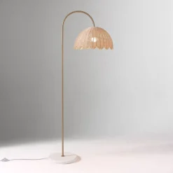 West Elm Open Box: Rattan Bubble Floor Lamp (60") - Natural, Light Bronze