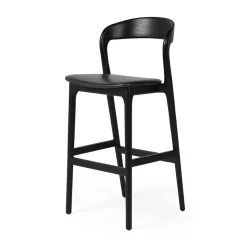 West Elm Open Box: Scooper Ash Wood Leather Bar Stool (30") - Sonoma Black
