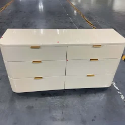 West Elm Open Box: Shea High-Gloss Enameled Lacquer 6-Drawer Dresser (60") - Ivory, Claro, Antique Brass