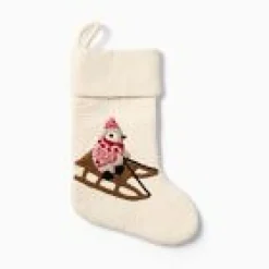 West Elm Open Box: Sledding Penguin Felt Stocking - White
