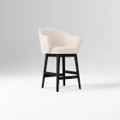 West Elm Open Box: Wayne Swivel Counter Stool (26") - Deco Weave Sand, Black