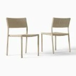 West Elm Open Box: Westport Wicker Slim Profile Outdoor Stacking Side Dining Chair, Set of 2 - Seashore