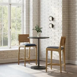 West Elm Orbit Restaurant Round Bar Table – Porcelain w/ Protective Metal Bumper