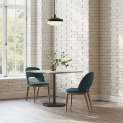 West Elm Orbit Restaurant Square Dining Table – Porcelain w/ Protective Metal Bumper