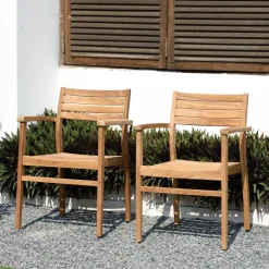 West Elm Orelien Teak Outdoor Dining Chairs (Set of 2)