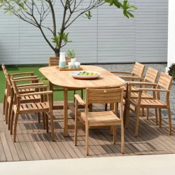 West Elm Orelien Teak Outdoor Oval Extendable Dining Table (71"–117")