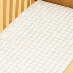 West Elm Organic Painterly Grid Crib Fitted Sheet