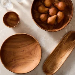 West Elm Organic Shaped Wood Serving Bowls