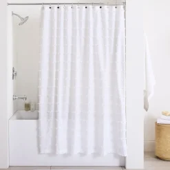 West Elm Organic Stripe Stitch Candlewick Shower Curtain