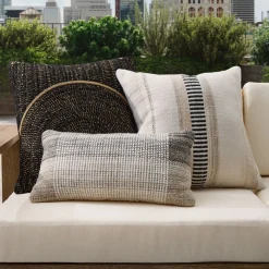 West Elm Outdoor Half Block Stripe Pillow Set