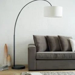 West Elm Overarching Linen Shade Floor Lamp (79")