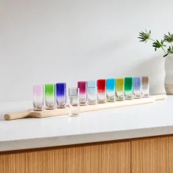 West Elm Paddle & Shot Glasses Set