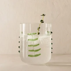 West Elm Palm Applique Double Old Fashioned Glasses