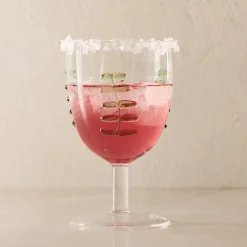 West Elm Palm Applique Wine Glasses